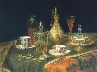 Kristall von Böhmen, Tee und eine Uhr